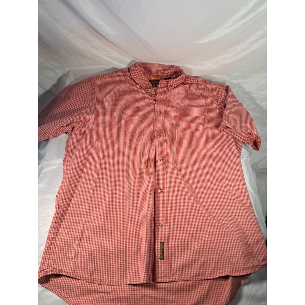 Timberland Shirt Mens XL Collared Red Checkered Gingham Button Down Short Sleeve